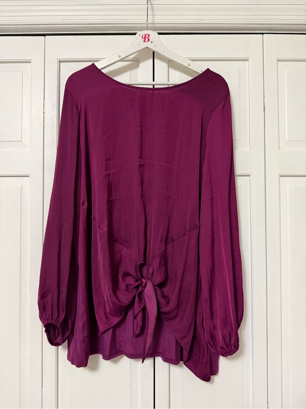 Dolan Jewel Tone Purple Tiarna Mixed Material Tie Blouse Size XXL Tie-Front